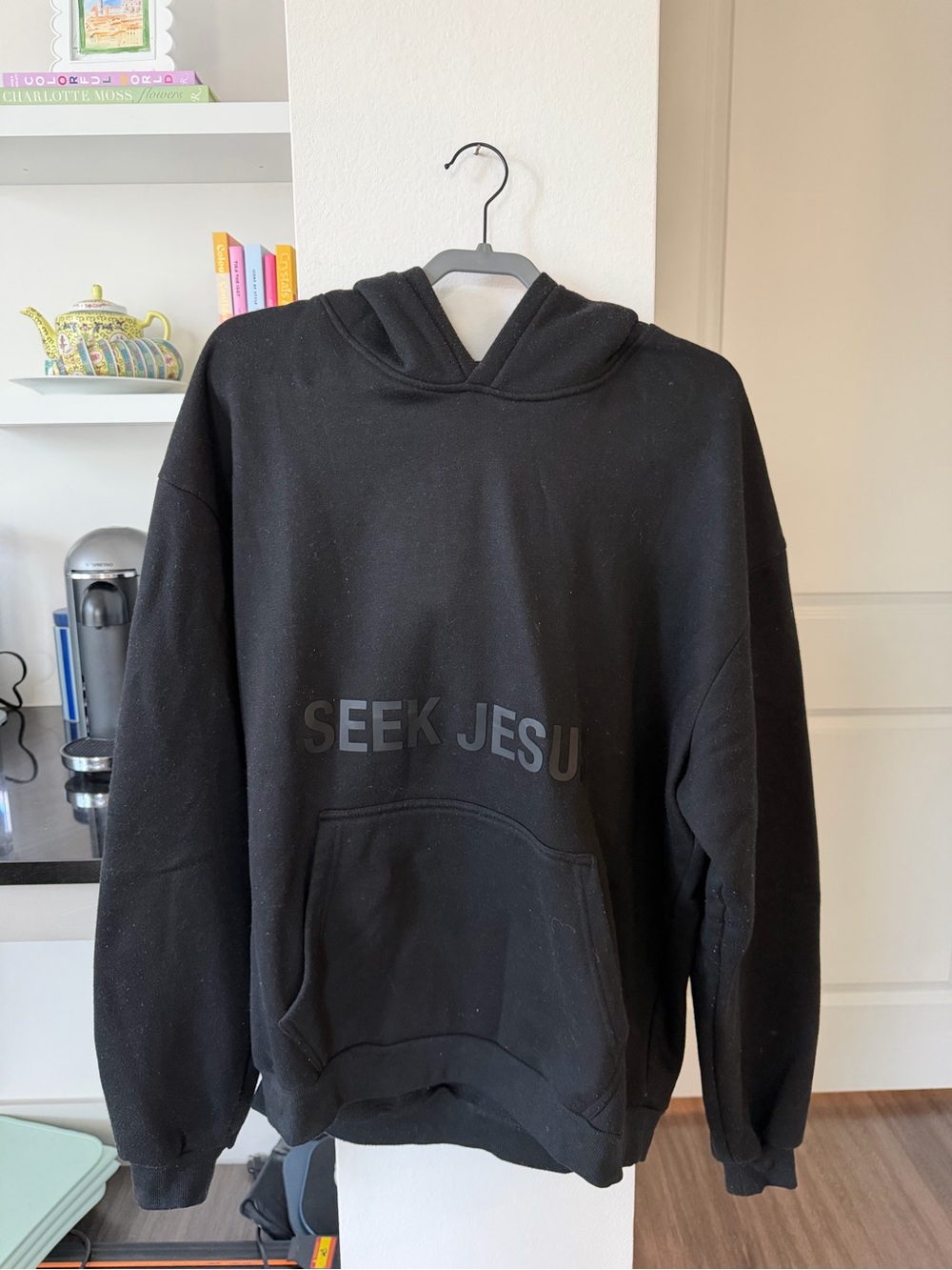 Seek Jesus Black Monochrome Hoodie Sweatshirt
